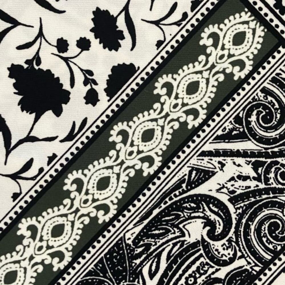 Roz & Ali Women's Black/White/Green Paisley Print Stretchy A-Line Skirt | Size L - Picture 7 of 7